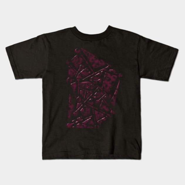 Dark Burgundy Colour Modern Geometric Pattern Kids T-Shirt by SpieklyArt